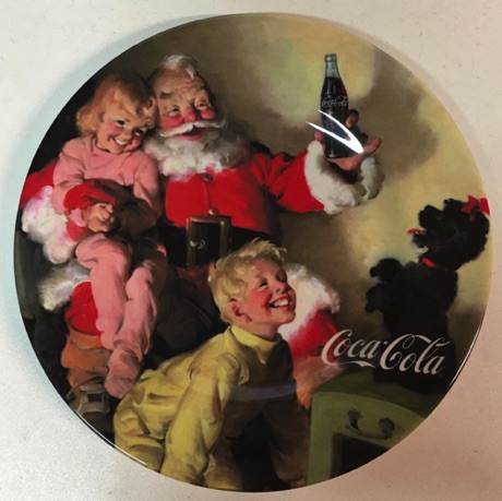 7442-1-€ 5,00-ccoa-cola plastic bord kerstman met kinderen